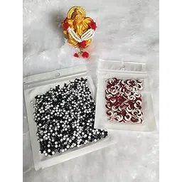 Fashions Maroon Chand and Round Velvet Sticker Bindi, Traditional Decorative Forehead Dots, Size 000 Black Bindi, Pack of 1.-picture-38
