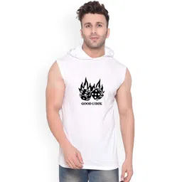 Fashnobic Men Printed Hooded-Neck Gym Vests FB-104_print-100_gym_vest White M image 1