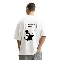 Fashnobic Put The Food Typography Printed Round Neck Oversized Cotton T-shirt-picture-36