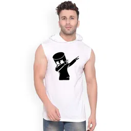 Fashnobic Trendy Men White Marshmallow Hooded Printed Gym Vest-picture-37