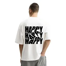 Fashnobic Typography Printed Drop-Shoulder Sleeves Round Neck Cotton Oversized T-shirt-picture-23