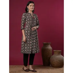 Fashor Black Cotton Printed Kurta image 3