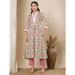 Fashor Cream Pure Cotton Floral Kurta-picture-23