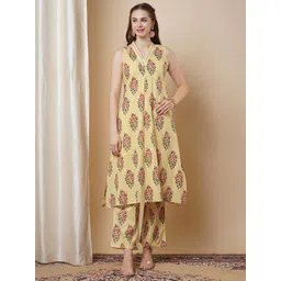 FASHOR Floral Printed & Embroidered A-Line Tunic & Trousers Co-Ord Set-picture-12