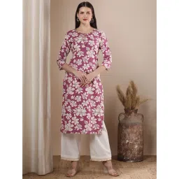Fashor Pink Pure Cotton Printed Three-Quarter Sleeves Kurta-picture-30