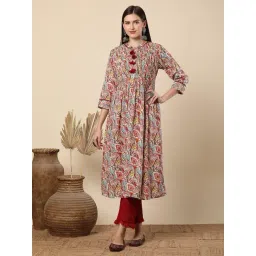 Fashor Red Cotton Regular Fit Printed Kurta-picture-22