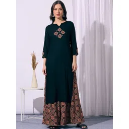 FASHOR Women Ethnic Motifs Embroidered Regular Thread Work Kurta with Palazzos-image-20