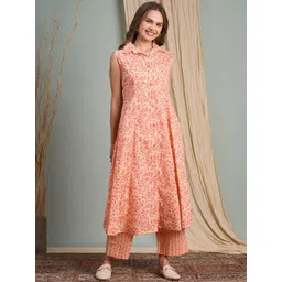 FASHOR Women Floral Printed A-Line Paneled Kurta With Palazzo-picture-29