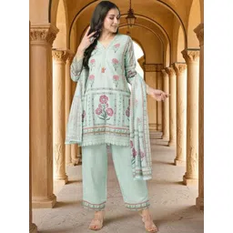 FASHOR Women Floral Printed Regular Kurta with Palazzos & With Dupatta-picture-13