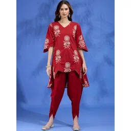 FASHOR Women Floral Printed Regular Kurti with Dhoti Pants-picture-25