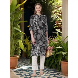 FASHOR Women Floral Printed Screen Print Festive Cotton Straight Kurta-picture-19
