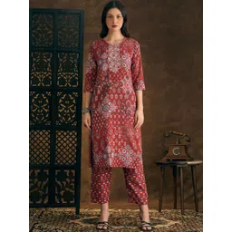 FASHOR Women Round Neck Kurta With Trouser-picture-17