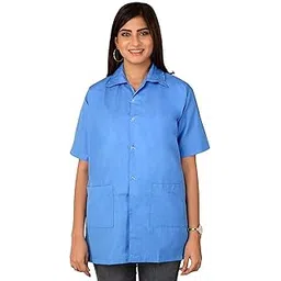 fashtastic Unisex Sky Blue HalfSleeve Lab Coat-picture-38