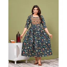 Fasnesio Women Floral Printed Maternity Cotton Anarkali Kurta-picture-39