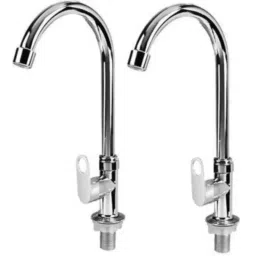Fastgear Brass Chrome Finish Deck Mounted 360 Deg Swan Neck Tap (Pack of 2)-picture-32