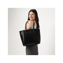 fastrack accessories Fastrack Black Patent Party Tote Bag for Women-picture-20