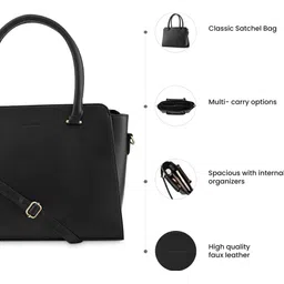 fastrack Black Women Satchel Solid image 3