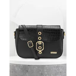 Fastrack Black Textured Medium Sling Handbag-picture-25