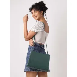 Fastrack College Malachite Green Solid Faux Leather Sling Handbag-image-15