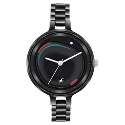 Fastrack MetaWe Quartz Analog Black Dial Stainless Steel Strap Watch For Girls-picture-35