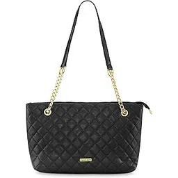 fastrack PU Structured Quilted Tote Bag with Chain Shoulder Straps | Diamond Quilted Tote with Zipper Closure | Ladies Purse Handbag | Totes for Casual Carry-picture-37