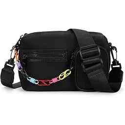 fastrack Statement Chain Sling Bag for Women | Black Nylon Crossbody with Zipper Closure, Front Utility Pockets and Adjustable Strap | Lightweight Urban Sling for College, Travel and Daily Wear-picture-13