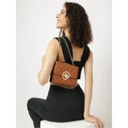 Fastrack Tan Textured Small Sling Handbag-picture-36