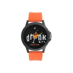 Fastrack Unisex Black & White Printed Dial & Orange Straps Analogue Watch 38024PP31-picture-23