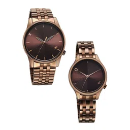 Fastrack Unisex Brass Embellished Dial & Bracelet Style Straps Analogue Watch 33056296QM02P image 2