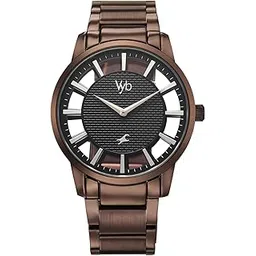 Fastrack Vyb Horizon Quartz Analog Black Dial Brown Stainless Steel Strap Watch for Men - FV30039QM01-picture-15