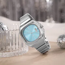 Fastrack Vyb Pioneer Quartz Light Blue Dial Silver SS Strap Analog Watch - For Men FV30037SM01W-picture-38