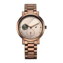 Fastrack Women Brass Dial & Stainless Steel Bracelet Style Straps Analogue Watch 6225QM01-picture-36