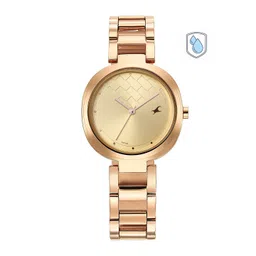 Fastrack Women Gold-Toned Brass Dial & Rose Gold Toned Stainless Steel Bracelet Style Straps Analogue Watch-picture-20