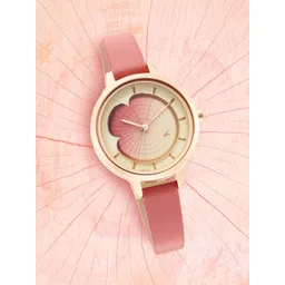 Fastrack Women Pink Brass Dial & Pink Leather Bracelet Style Straps Analogue Watch-picture-39