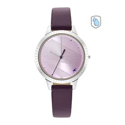 Fastrack Women Purple Brass Textured Dial & Purple Leather Straps Analogue Watch 6267SL01-picture-30