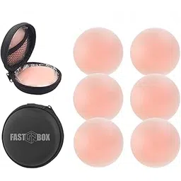 fastunbox (label) 6 Pairs Reusable Silicone Nipple Covers for Women – Invisible Adhesive, Waterproof, Comfortable, Matte Finish Breast Petals for Backless & Strapless Outfits-picture-14