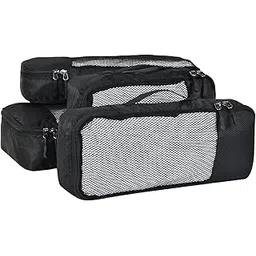 fatmug Packing Cubes/Travel Pouch Bag - Suitcase Organiser Set Of 4 (2 Small And 2 Slim) - Black - Polyester-picture-11