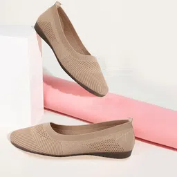 fausto Athleisure Active Wear Knitted Soft Fabric Walking Slip On Ballerina Flat Bellies For Women-picture-28