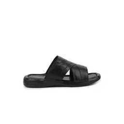FAUSTO Men Black Leather Lightweight Comfort Sandals image 4