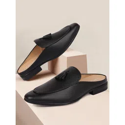 FAUSTO Men Black Leather Slip-On Lightweight Sneakers-picture-18