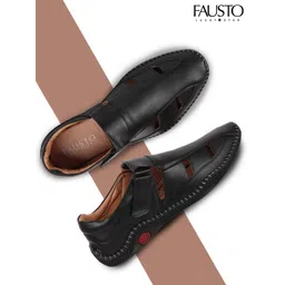 FAUSTO Men Black PU Shoe-Style Sandals-picture-31