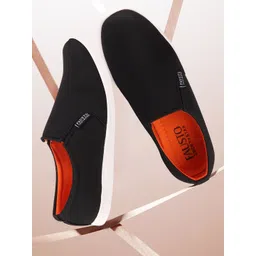 FAUSTO Men Black Solid Leightweight Loafers-picture-28
