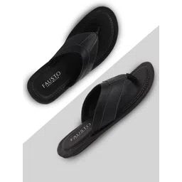 FAUSTO Men Black Solid Synthetic Outdoor Thong Flip-Flops-picture-18