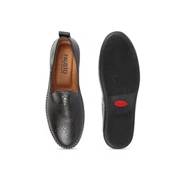 FAUSTO Men Black Textured Mojaris image 2
