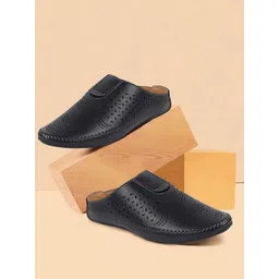 FAUSTO Men Blue Textured PU Slip On Mule Sneakers-picture-17