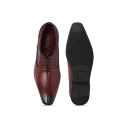 FAUSTO Men Brown Perforations PU Derbys image 5