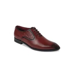 FAUSTO Men Brown Perforations PU Derbys image 2