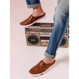 FAUSTO Men Brown Printed PU Slip-On Shoes-picture-20