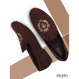 FAUSTO Men Brown Textured Slip-On Sneakers-picture-10