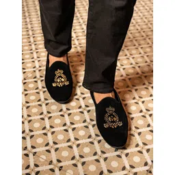 FAUSTO Men Embroidery Round Toe Lightweight Velvet Loafers-picture-39